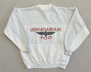 Vintage Indianapolis 500 Sweatshirt Mens Medium Gray White Crewneck Racing 90s - Picture 1 of 8