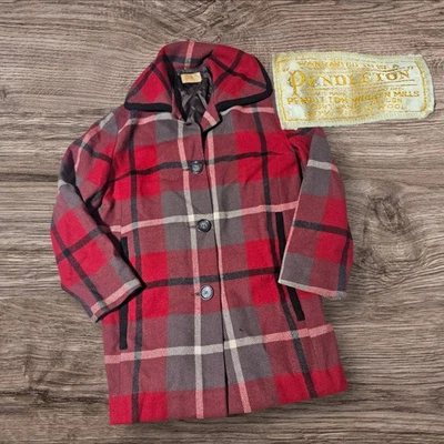 Pendleton 1950 年代复古处女羊毛格子外套 50 年代女式中号/大号夹克牧场 — 第 1/4 张图片