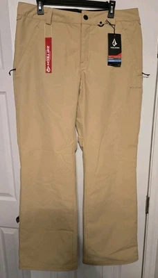 Pantalones para mujer Volcom Frochickie esquí nieve talla XL aislados resistentes al agua beige nuevos con etiquetas Foto 1 de 4