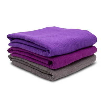 3x Double Gauze Musselin Set je 0,5m x 1,35m Stoff 100% Baumwollstoff Set30 Lila - Bild 1 von 4