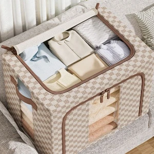 Steel Frame Clothes Storage Bag Large Capacity Organizer Bin Sorting Box  Car - Picture 1 of 13