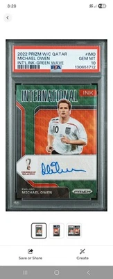 2022 Panini World Cup Qatar #IMO Michael Owen Green Wave Autograph PSA 10 - Image 1 of 3