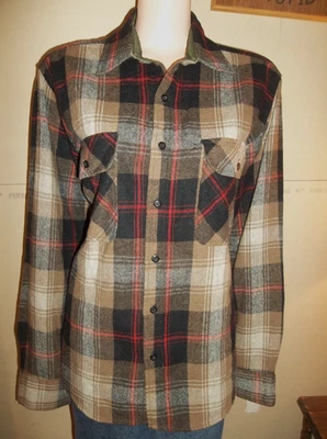 VTG FIELDMASTER WOOL BLEND FLANNEL PLAID SHIRT LARGE KOREA EUC - Image 1 of 2