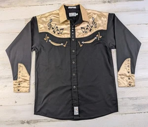 VTG Panhandle Slim Shirt Mens Medium Smile Pockets Embroidered Rockabilly Snaps - Picture 1 of 17