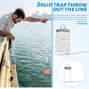 Kit Attrezzatura Granchio 8 Pezzi Include 6 30 Ft Linea di Lancio 1 Pinza e Taglia Unica - Foto 1 di 7
