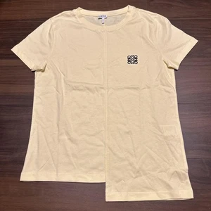 LOEWE Logo Embroidered Short Sleeve T Shirt XS Light Yellow New Unused HN6708 - Picture 1 of 5