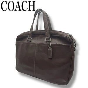 Coach Leather 2-Way Business Bag Briefcase Brown Genuine Leather Used - Picture 1 of 13