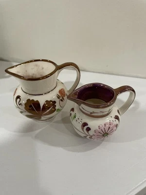 "Jarra crema Lusterware de cobre vintage pintada a mano 3,5"" inglesa 2" Foto 1 de 4