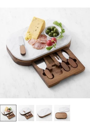 Juego de tabla de queso de mármol con cuchillos Foto 1 de 4