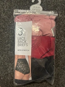 Neu 3er Pack Slips mit Spitze hinten und Stretch von Yours Größe 26-28 - Bild 1 von 3