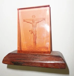 VINTAGE ITALY PINK CRYSTAL JESUS FIGURINE JESUS SAVIOUR 3D DESIGN NR - Foto 1 di 9