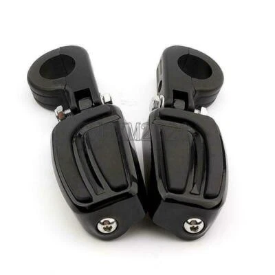 Abrazaderas de montaje de clavijas de pie negras de 1,5" para Harley Davidson Road King Road Glide CVO Foto 1 de 4