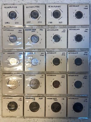 Netherlands ~ Lot of 20 UNC Coins From 1950 to 1991 - World Class Collection - Image 1 of 4