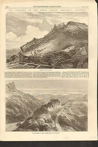 #01-0274 3/6/1869 ANTIQUE PRINT (TRAINS) - REVERSING STATION - SCENE OF ACCIDENT - Picture 1 of 1