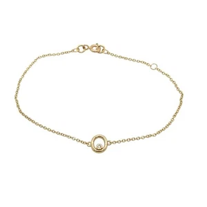 9ct Yellow Gold Diamond Initial Bracelet, Set with Letter "O" - Picture 1 of 5