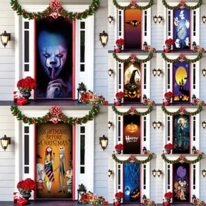 Halloween Escaping Skeleton PE Door Cover Welcome Décor Outdoor Party Props - Picture 1 of 34