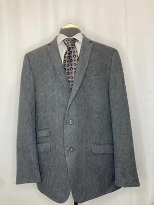 Mens 43R Blazer Gray 2 Button XL 47" Sport Coat Suit Jacket Ticket Pocket Fezza - Image 1 of 4