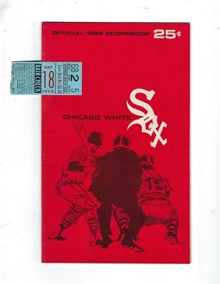 1968 5/18 baseball program Oakland A's Chicago White Sox w/ ticket Wilhelm WIN - Image 1 of 2