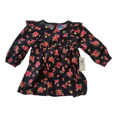 Blusa antigua azul marino con volantes florales para bebé niña | Top manga larga, talla 3-6M Foto 1 de 4