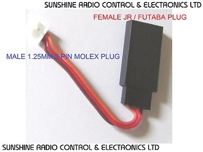 SRC&E Male Molex 1.25 To Female JR / Futaba Female Servo Extension Adapter Set Of 4
