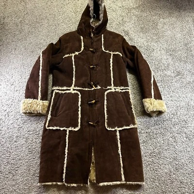 Wilsons Leather Maxima Women Suede Rabbit Fur Hooded Duffle Coat S/M Missing Tag - Image 1 of 4