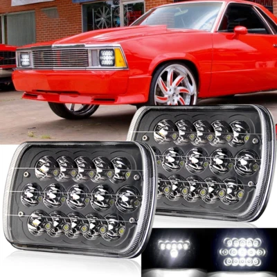 Pair For Chevrolet 1978-1981 El Camino Black 7x6'' LED Headlights High Low Beam - Изображение 1 из 4