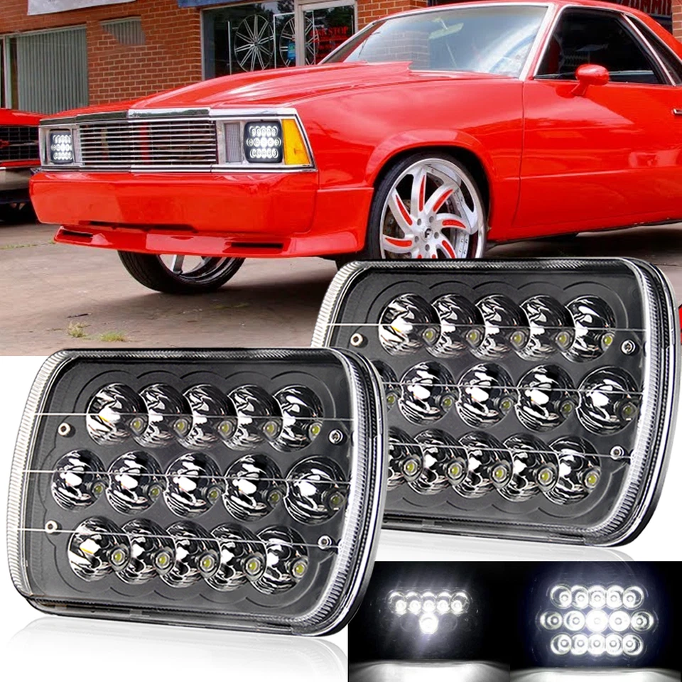 Pair For Chevrolet 1978-1981 El Camino Black 7x6'' LED Headlights High Low Beam - Image 1 of 4
