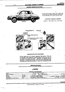 RENAULT DAUPHINE ONDINE GORDINI 1090 A 1091 1094 1095 CHASSIS PARTS LIST GM RE - Picture 1 of 2