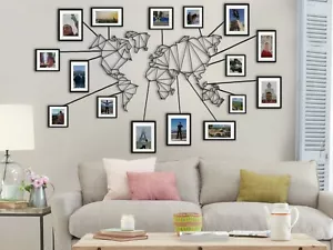 Mapa abstracto del mundo decoración de pared, arte de pared de metal grande, panel de pared de metal decorativo - Imagen 1 de 7