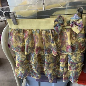 Disney D-Signed Girls Size M Skirt Yellow Multicolor Paisley Tiered - Picture 1 of 5