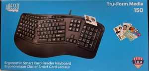 Adesso - AKB-150SB-TAA - Desktop Ergonomic Smart Card Reader Keyboard - Black - Picture 1 of 2