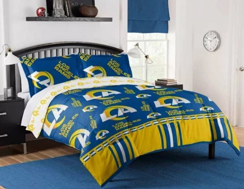Los Angeles Rams NFL Rotary Queen Bed in a Bag Set Cover