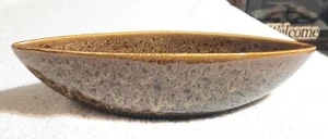 Hosley Elegant Expressions Ceramic Peacock Feather Pattern Oval Bowl Brown - Picture 1 of 10