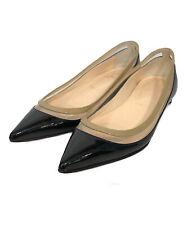 Christian Louboutin Paulina Patent Beige Skin Colors Black Ballet Flats Shoes 35