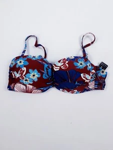 Bodyflirt Bügel Bikini Oberteil abnehmbare Träger, bordeaux/blau Gr. 80B - Bild 1 von 2