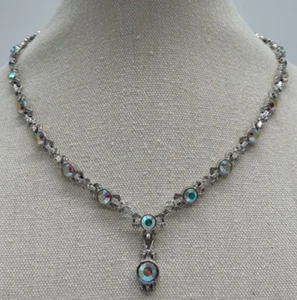 Nolan Miller Glamour Collection Roxanne AB Rhinestone Silver Tone Necklace - Picture 1 of 14