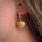 Hammered Loop Seashell Earrings Gold plated