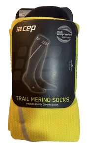 Men's CEP Trail Merino Compression Socks Size 4 (IV) yellow/black Men Full Socks - Picture 1 of 5