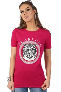 Tee Fearless Print Tiger Motif Cotton Tee Shirt - Picture 1 of 6