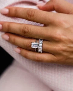 2.40 Ct White Emerald Cubic Zirconia Wedding Ring Set In 925 Sterling Silver - Picture 1 of 2