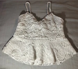 CHARLOTTE RUSSE white lace crop cami top stretchy sexy flirty small s Y2K* - Picture 1 of 9