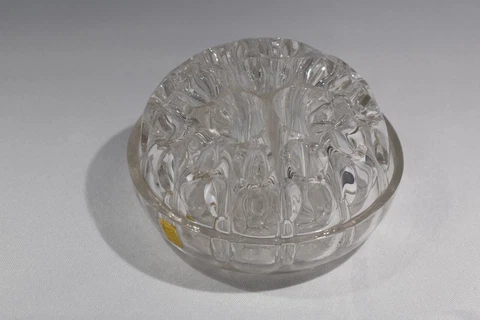 MC REIMS Flower Frog Glass for Flower Arranging Label Made in France 5"  DIA Cover