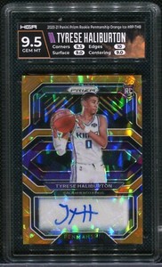 2020-21 Prizm TYRESE HALIBURTON Signatures Orange Ice Auto RC HGA 9.5/10 GemMint