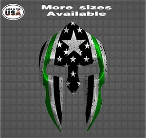 Military Thin Green Line Spartan Helmet Vinyl Decal Sticker  - Picture 1 of 1