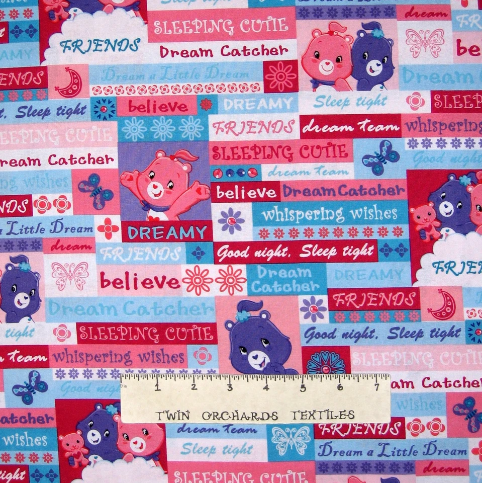 Care Bear 布料 - Word & Bear 布贴粉色蓝色 - VIP Cranston Yard 制作 — 第 1/1 张图片