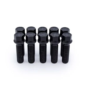 Fits VW Alloy Wheel Bolts M14 X 1.5 Extended 40MM Taper 17mm Hex Black X10 - Picture 1 of 2
