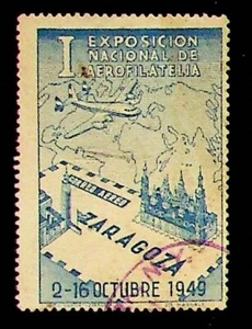 Estampilla Póster de la Exposición Nacional de Aerofilia Zaragoza España 1949 - Imagen 1 de 2