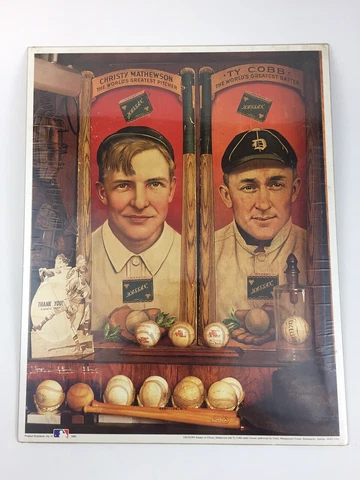 Vintage TY COBB & CHRISTY MATHEWSON Collage Poster 1993 Baseball NOS Cover