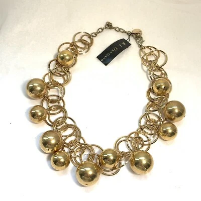 Новый из старых запасов RJ Graziano золотистый подвеской мячи ожерелье двойной круг ссылки 19» с ярлыком - Изображение 1 из 4