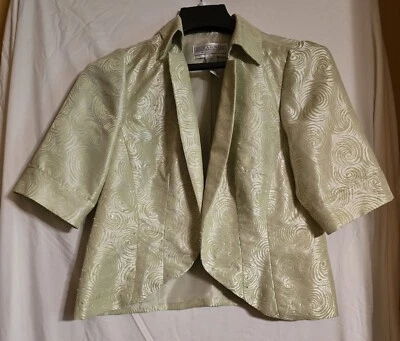 Chaqueta Blazer Jessica Howard Petite 16 Lentejuelas Verde Lima Remolino Manga 3/4 Foto 1 de 4